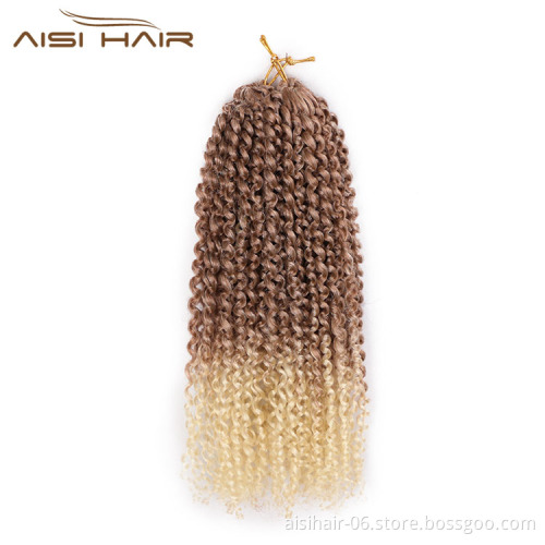 Aisi Hair Afro Curly Ombre Blonde Dark Root Synthetic Marly Braiding Hair Extensions Crochet Hairpiece Braids For Black Women